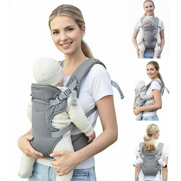 Oioane Baby Carrier Newborn to Toddler, Adjustable, Convertible, and Safe Baby Wrap Carrier, Gray