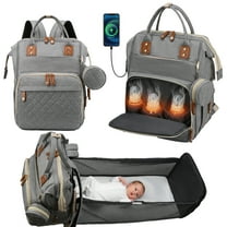 Oioane Baby Diaper Bag with Changing Station, Multifunctional Portable Backpack with USB Charging Port for Travel, Gray