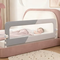 Oioane 59in Bed Rail for Toddlers, Foldable Baby Safety Bed Rail Guard with Height Adjustable for Full, Queen, King Bunk Size Bed, Gray