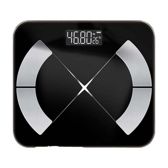 Oioii 10.24x10.24In Bluetooth Digital Body Composition Scale, High Precision Sensor, 13 Body Data Analysis, Large LED Display; USB Recharge Bathroom Weight Scale With Fitness App Tracking,Black