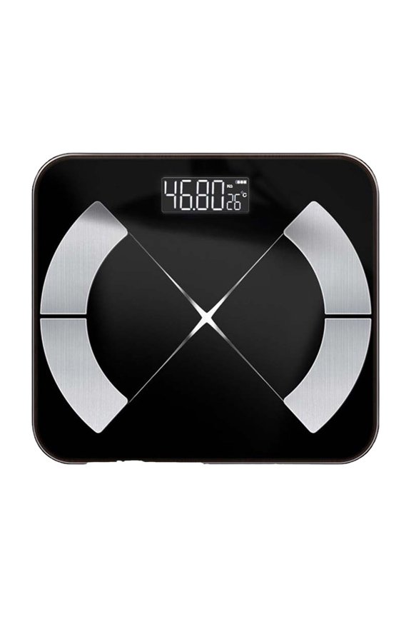 10.24x10.24In Bluetooth Digital Body Composition Scale, High Precision Sensor, 13 Body Data Analysis, Large LED Display; USB Recharge Bathroom Weight Scale With Fitness App Tracking,Black