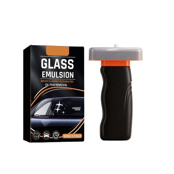 Oioii 100ml Glass Oil Film Cleaning Brush With Built-in Applicator Hydrophobic Waterproof Formula For Clear Visibility Suitable For Car Windshield Home Window And Multiple Scenarios,Black