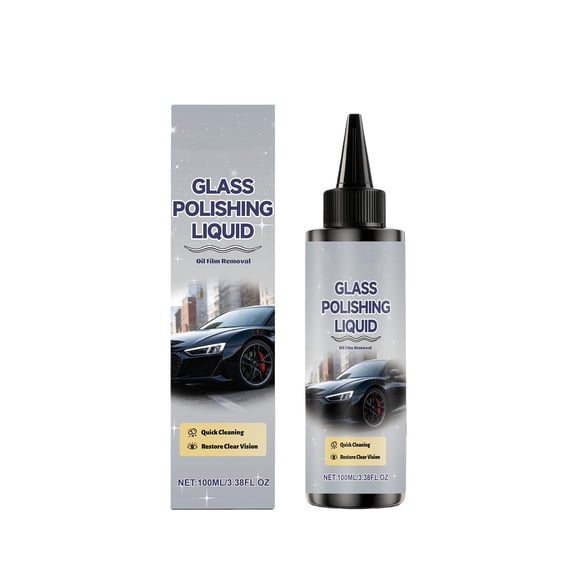 Oioii 100ml Glass Polishing Solution & Oil Film Remover, Multi-Use Cleaning Liquid For Automotive Window & Household Glass, Effective Stain Grease Remover,As Shown