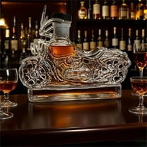 Oioii 10oz Motorcycle-Style Whisky Decanter - Sculpted Glass Whiskey Bottle - Ideal for Men's Gifts, Bike Enthusiasts, Home Bar Decor, Whiskey Storage & Premium Drinking Experience, Brown