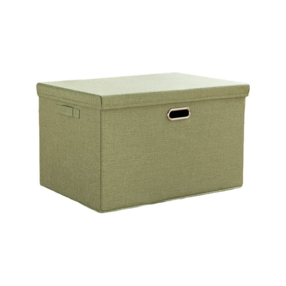Oioii 14.6x10.6x10.2in Foldable Storage Boxes with Lids Linen Fabric Stackable Storage Bins Organizer Containers Baskets Cube with Cover for Closet Office Nursery,Green