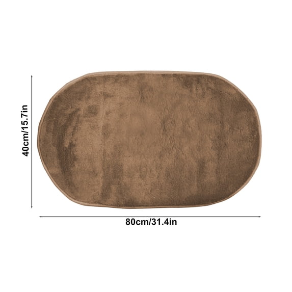 Oioii 15.7x31.5in Oval Shaggy Bedroom Rug, Soft Plush Bath Carpet Living Room Runner Mat, Water Absorbent Non-Slip Thick Washable Floor Rug,Khaki