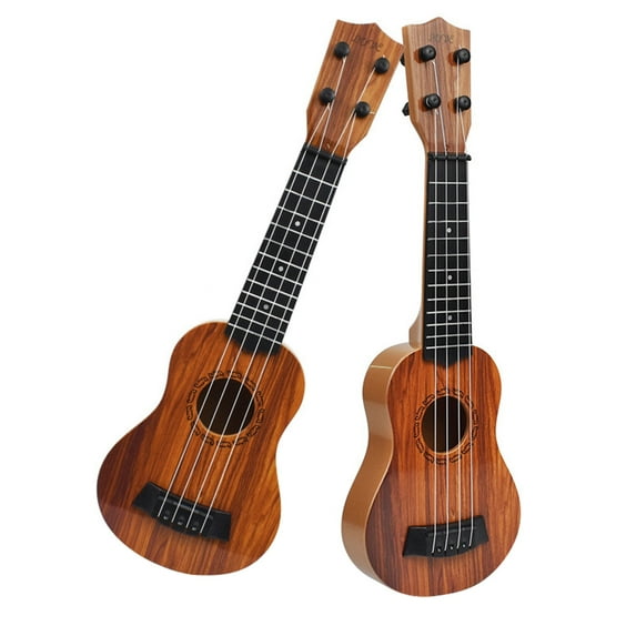 Oioii 15Inch 4 String Mini Guitar Ukulele, Beginner Musical Instrument, Skill Improving Play Toy, Portable Early Educational Musical Accessory,Brown