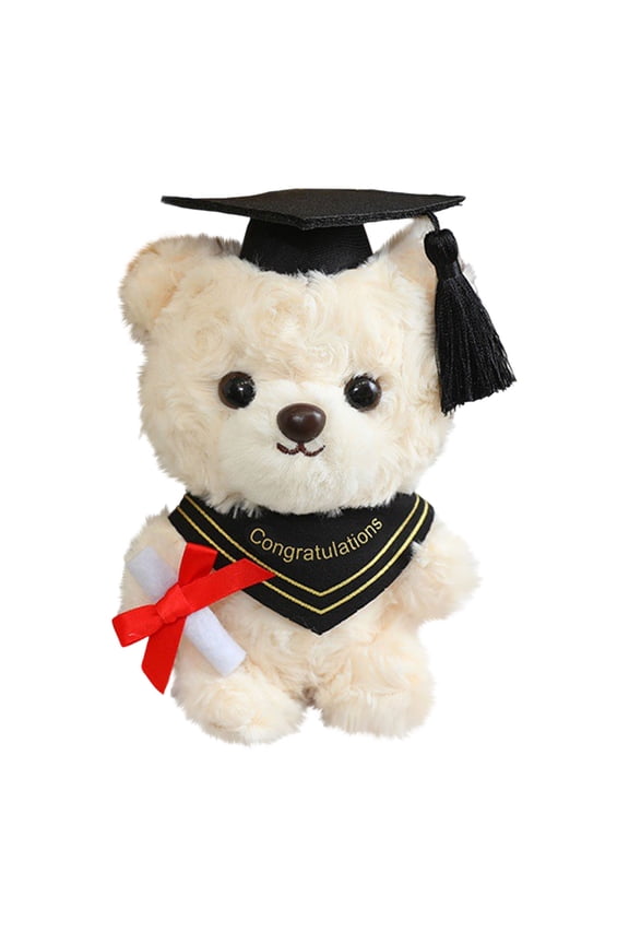 15cm Graduation Bear Keychain, PhD Cap Teddy Bear Stuffed Doll with Mortarboard, Cute Plush Pendant for Backpack and Purse Ornament,B