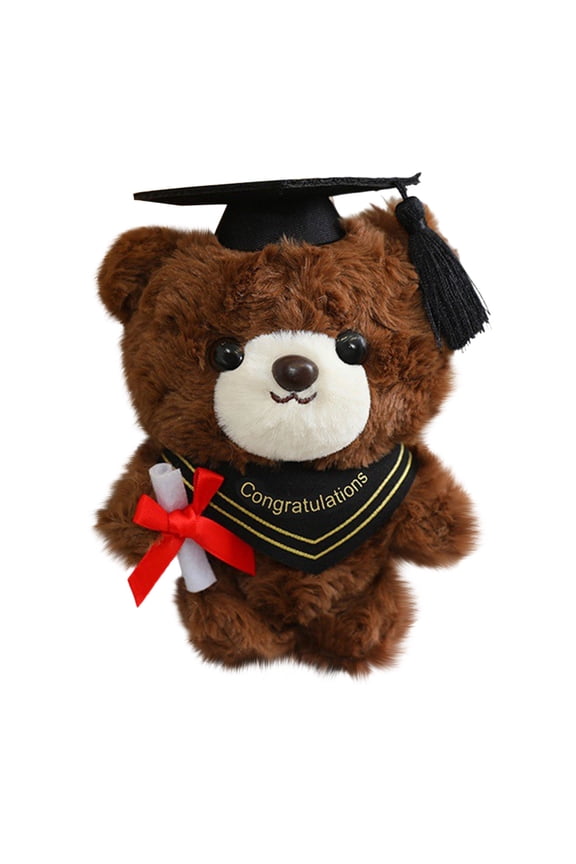 15cm Graduation Bear Keychain, PhD Cap Teddy Bear Stuffed Doll with Mortarboard, Cute Plush Pendant for Backpack and Purse Ornament,C
