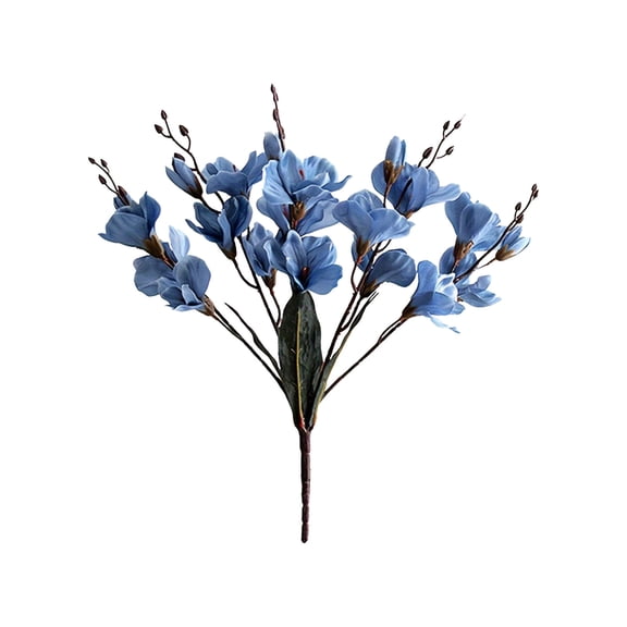 Oioii 16.92in Spring Artificial Flower Branch, Realistic Blooms and Foliage, Flexible Stem, for Wedding, Home Table, Festival, Farm and Party Decoration,Blue