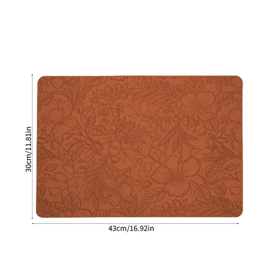 Oioii 16.92x11.81x1.18in Placemats Set of 6 Heat Resistant Easy Clean Non-Slip Place Mats for Dining Table Faux Leather Waterproof Stain Resistant Wipeable Washable Table Mats, Brown