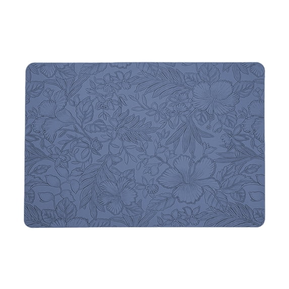 Oioii 16.92x11.81x1.18in Placemats Set of 6 Heat Resistant Easy Clean Non-Slip Place Mats for Dining Table Faux Leather Waterproof Stain Resistant Wipeable Washable Table Mats, Dark Blue