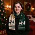 thumbnail image 1 of Oioii 160x20cm Christmas Reindeer Knitted Scarf and Warm Neck Warmer, Christmas Decorations, Gifts for Christmas, Green, 1 of 6