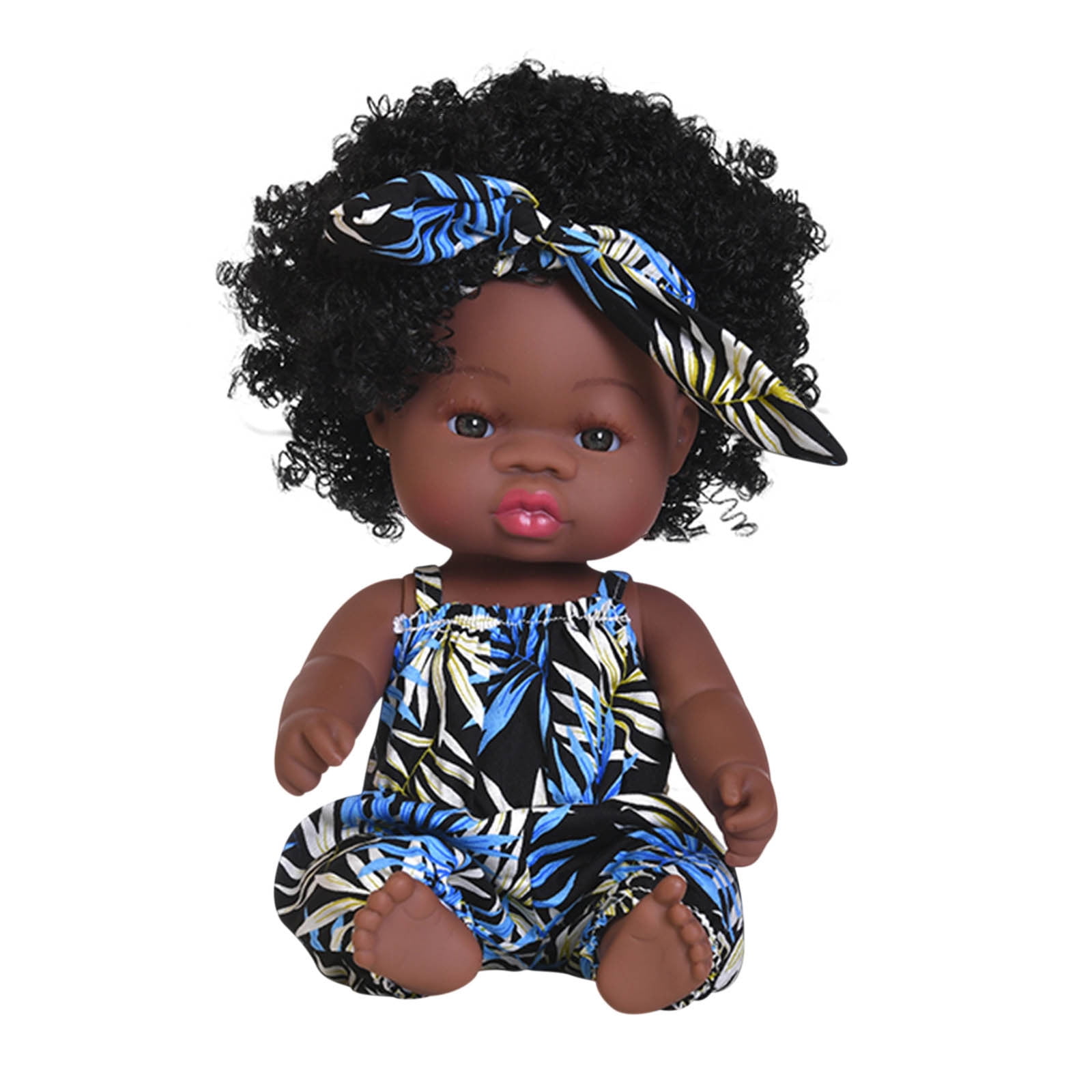 Oioii 18 inch Black Baby Dolls - Reborn Baby Dolls Black, African American Baby Doll for Girls 1-3, Toddler Baby Doll for Toddler 1 2 3 4 5, Curly Hair & Fashion Outfit, Christmas, Birthday Gift(F)