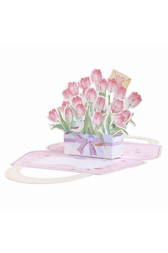 1PC Mother's Day Flower Pop-up Greeting Card, Beautiful Spring Blessing Card with Exquisite Design, Ideal Creative Gift to Express Love and Best Wishes to Mom, Mother's Day Ornament, B