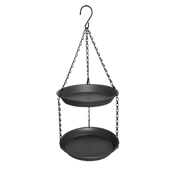 Oioii 2-In-1 Double Layer Hanging Bird Feeder Dark Gray Outdoor Bird Feeding Watering Bath Tub for Garden Yard, Garden Tools, Yard Maintenance, Dark Gray