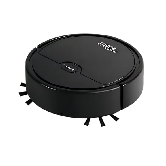 Oioii 21x21x5.5cm 3-In-1 Robotic Vacuum Mop Sweeper, Auto Obstacle Avoidance, 60 Mins Working Time, Low Noise; USB Charging Robot For Hard Floor, Tile Daily Household Cleaning,Black