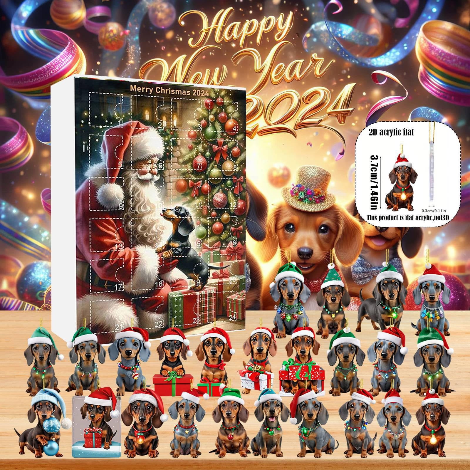 Oioii 24PCS Christmas Dachshund Advent Calendar, Christmas Vacation ...