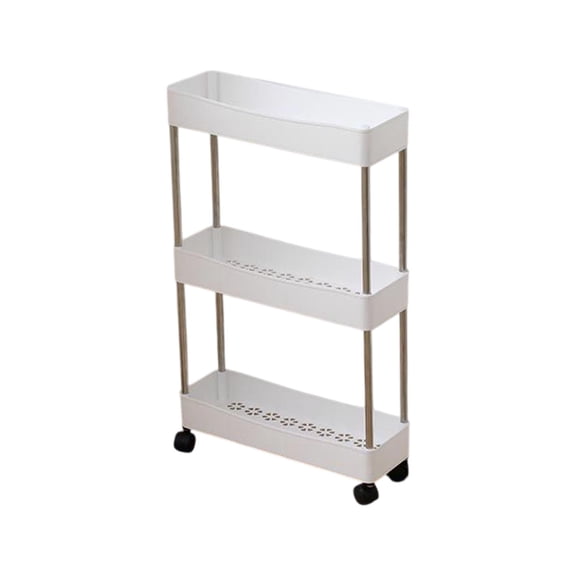 Oioii 25.2x15.75x5.12in Three-Tier Storage Rack, Multi-Layer Floor-Standing Bathroom Corner Cabinet,Space-Saving Organizer, for Bathroom Toiletries Storage Home Kitchen Corner Arrangement,White
