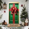 thumbnail image 1 of Oioii 35x71 Inch Christmas Door Cover - Merry Box with Bowknot Photography Backdrop for Indoor Outdoor Party Decor, 1 of 9