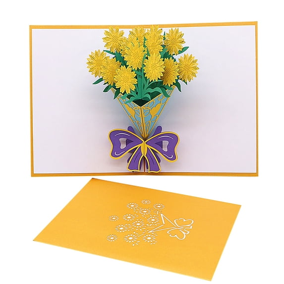 Oioii 3D Creative Paper Greeting Card for Mother's Day, Exquisite Blessing Card with Handmade Craft, Perfect Festival Gift for Mom and Family, Mother's Day Gift, Mother's Day Ornament, Yellow