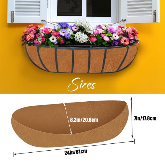 Oioii 3PCS Reusable Half Round Fabric Flower Pot Liners Washable Replacement Padding for Garden Flower Baskets, Garden Tools, Yard Maintenance, 24in