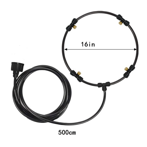 Oioii 5M PE Hose Outdoor Fan Misting System Kit With 4 Fine Brass Mist Nozzles, Easy DIY Installation With Cable Ties; Fast Evaporating Mist Cooler For Patio, Backyard Hot Weather Outdoor Cooling,B