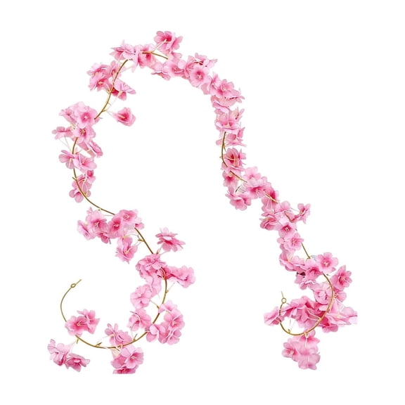 Oioii 62.99in Cherry Blossom Flowers Garland for Spring Decoration Artificial Flower Garland Silk Sakura Vines Hanging for Wedding Party Valentine Japanese Home Decor,Hot Pink