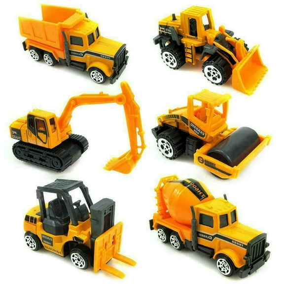 Oioii 6PCS Mini Alloy Inertial Engineering Vehicle Set Diecast Dump Truck Sturdy Material Educational Toy for Early Cognition Hands-On Ability and Imaginative Play,Yellow