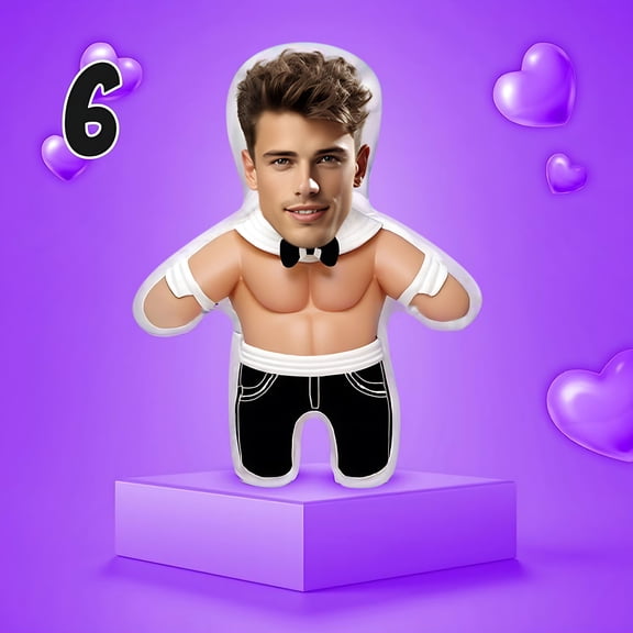 Oioii 7.8in Personalized Human-Shaped Photo Cushion, Custom Print Funny Stuffed Doll with Filling, Perfect Gift for Valentine's Day Birthday Anniversary Home Decoration,Household Supplies, F