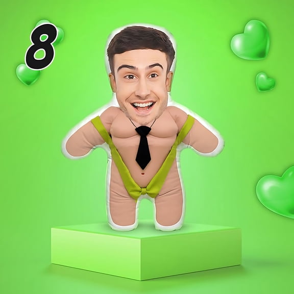 Oioii 7.8in Personalized Human-Shaped Photo Cushion, Custom Print Funny Stuffed Doll with Filling, Perfect Gift for Valentine's Day Birthday Anniversary Home Decoration,Household Supplies, G