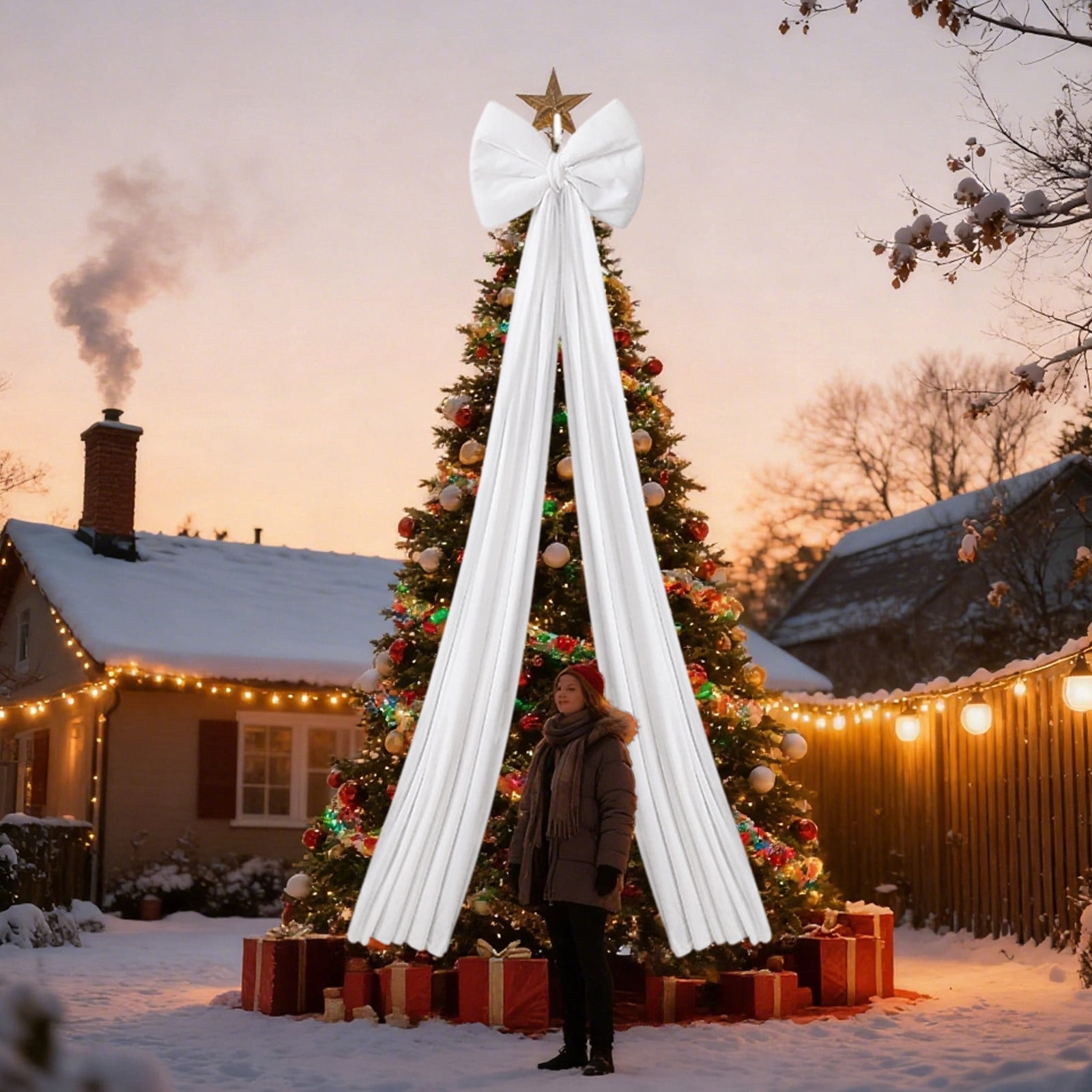 Oioii 78.74x15.74in Christmas Extra Large Velvet Bows Christmas Tree ...