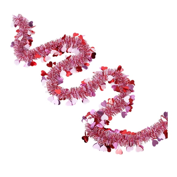 Oioii 78.74x3.54x3.54in Heart Shaped Striped Hanging Vine Garland Colorful Love Wreath for Home Wedding Party Wall Door Decor Floral Arrangement, Household Supplies, Pink