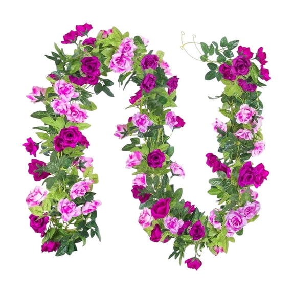 Oioii 94.49in Artificial Rose Flower Garland, Fake Silk Floral Vines for Wedding Arch, Room, Party, Garden, Office and Wall Decoration,Pink