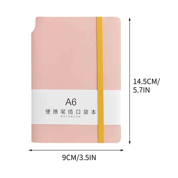Oioii A6 Horizontal Thickened Notebook, Portable Handy Notebook, Smooth Paper for Office Study Daily Note-Taking Planning Journaling,Pink
