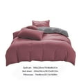 thumbnail image 1 of Oioii All Season Bedding Set 4 Piece, Washable Solid Color Bed Sheet Duvet Cover and 2 Pillowcases, Soft Breathable Cotton Blend for 1.8m Bed,Red, 1 of 9