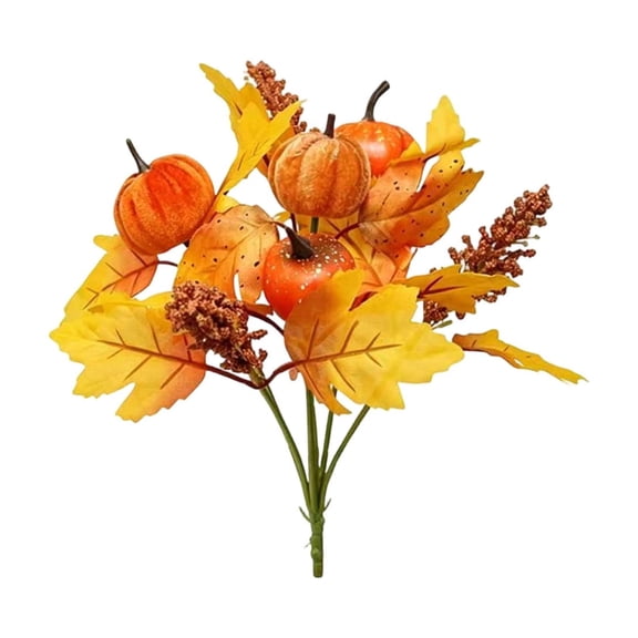 Oioii Artificial Fall Maple Leaf Floral Picks, Lifelike Fabric Fake Foliage Branches, Bendable Stems, DIY Wreath Vase Arrangement Decor for Thanksgiving Harvest Halloween Table Display,A