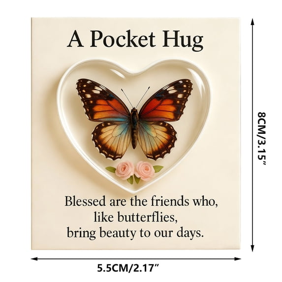 Oioii Butterfly Pocket Hug Token for Friends Encouragement Inspirational Gifts for Daughter Son Birthday Gifts for Grandson Granddaughter Mom Dad Long Distance Relationship Gifts for Women Men,A