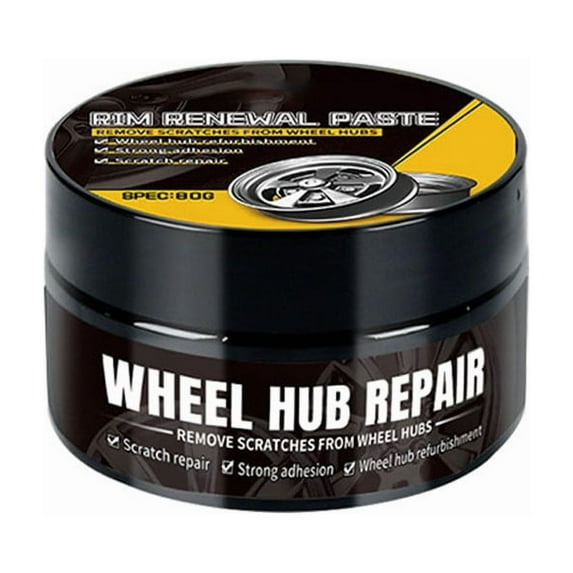Oioii Car Wheel Scratch Repair Polish 80g, Alloy Wheel Repair Kit with Sponge, Removes Scratches Restores High-Gloss, Vehicle Hub Polishing Cleaner,Black