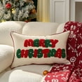 thumbnail image 1 of Oioii Christmas Embroidered Pillow with Red Snowflake, Merry Christmas Cushion Cover for Living Room Sofa Bedroom, Holiday Decor, B, 1 of 6