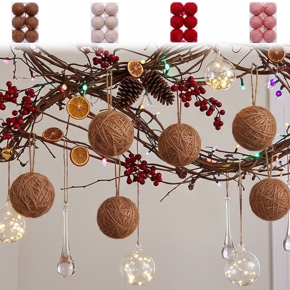 Oioii Christmas Ornaments for Tree Decorations - Christmas Balls Set - Rustic Shatterproof Xmas Bulbs Bulk for Farmhouse Decor