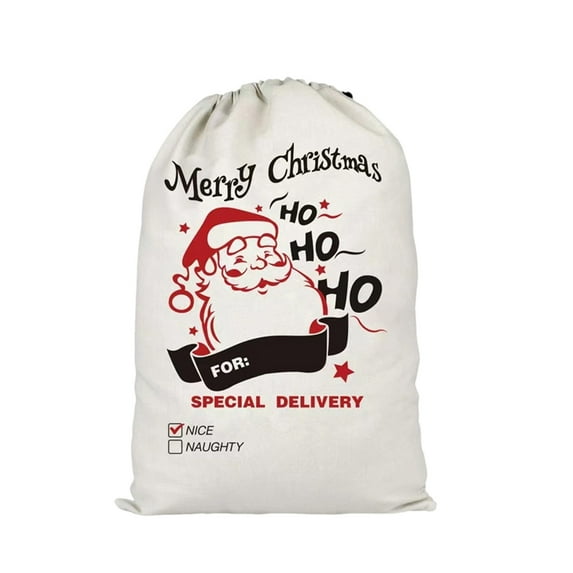 Oioii Christmas Santa Sack, Large Canvas Gift Bag with Drawstring, Reusable Personalized Best Gift, for Xmas Package Storage, Christmas Party Supplies Favors
