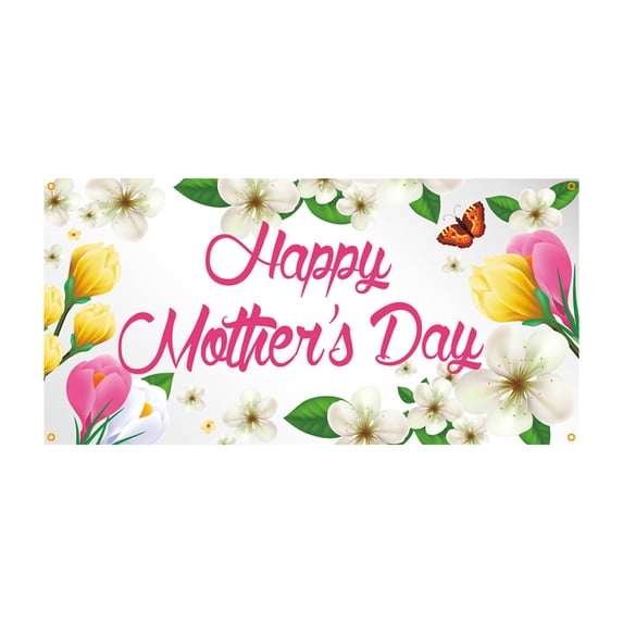 Oioii Creative Mother’s Day Background Cloth Banner, Festival Venue Layout Hanging Flag, Decorative Backdrop for Party, Home and Photo Props, Mother's Day Gift, Mother's Day Ornament, As Shown