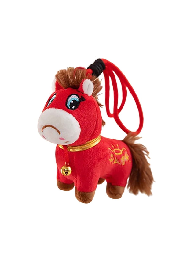 Crying Horse Keychain Doll, Festive Red Horse Plush Toy, Cute Cloth Doll Key Ring, Children's Mini Plush Doll Gift And Bag Pendant,A