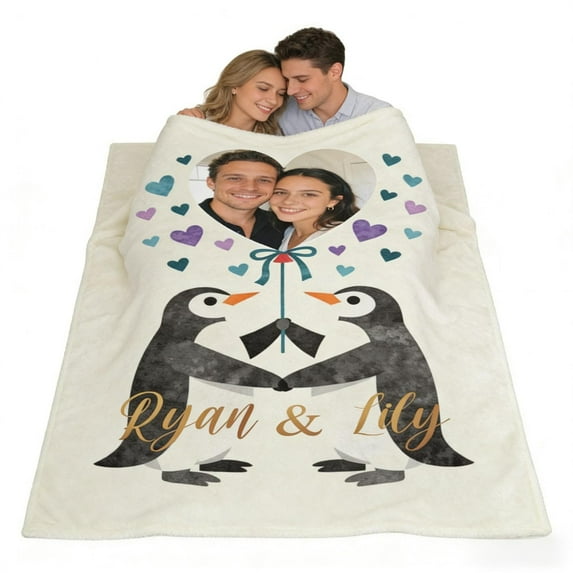 Oioii Customized Photo Blanket for Families Making Thick Winter Personalized Blankets with Pictures and Name Rectangular Blankets for Your Lover Personalized gifts, Ambiance Decor, Romantic Home, M