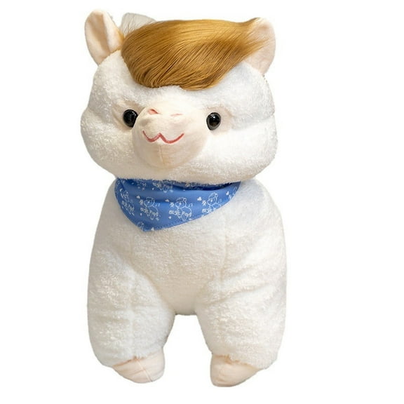 Oioii Cute Alpaca Cloth Dolls Various Shapes Soft Plush Material Grass Mud Horse Pillow for Children Photography Props Daily Companion Play Home Decoration and Holiday Gifting,White