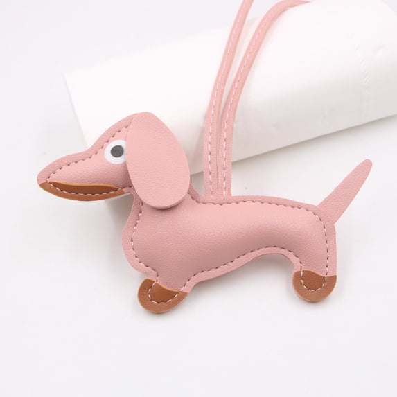 Oioii Cute Leather Sausage Dog Hand Rope Bag Pendant, Lovely Charm for Phone Case, Bag and Car Keychain, Creative Small Decoration Gift for Daily Use and Present Giving.,C