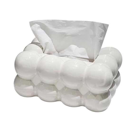 Oioii Decorative Ceramic Tissue Paper Holder Box, Novelty, Modern Design, for Bathroom Vanity, Living Room, Bedroom Dresser, Night Stand, Kitchen Countertop, Office Desk, Home Decor, Cream Color