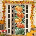 thumbnail image 1 of Oioii Door Cover Thanksgiving Backdrop Pumpkin Sunflower Harvest 35.43x70.87in Autumn Banner for Porch Party Decorations Wall Decor Photo Booth Props, 1 of 6