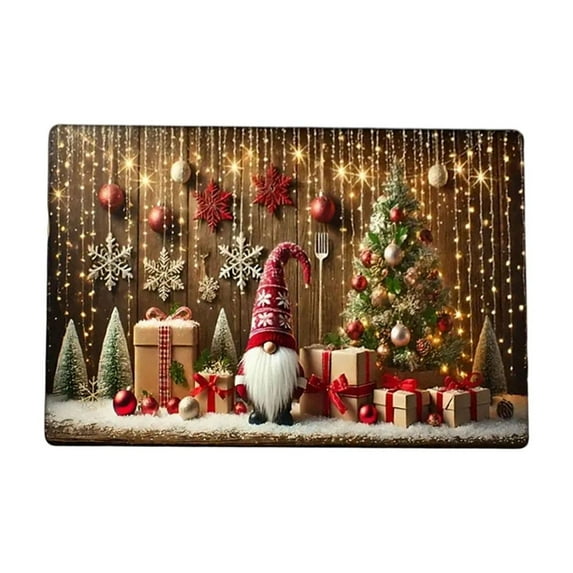 Oioii Doormat Non-Slip Area Rug, Snowman Merry Christmas New Year Holiday Circle Door Mats Entryway Floor Rug Indoor for Kitchen Living Room Bathroom,15.7x23.6 Inch